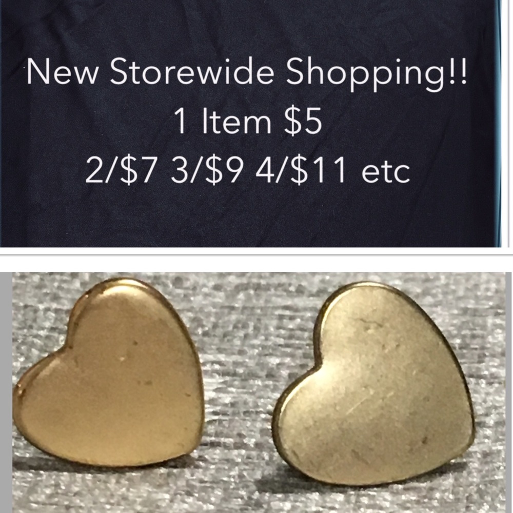 NEW 10mm Gold Heart Stud Earrings